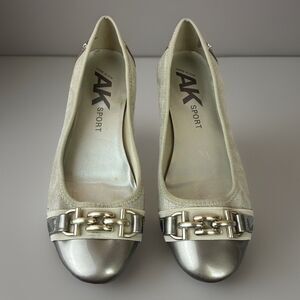 Ann Klein Sport Women’s Gold Ballet Flat Shoes Metal Chain Size 9.5M